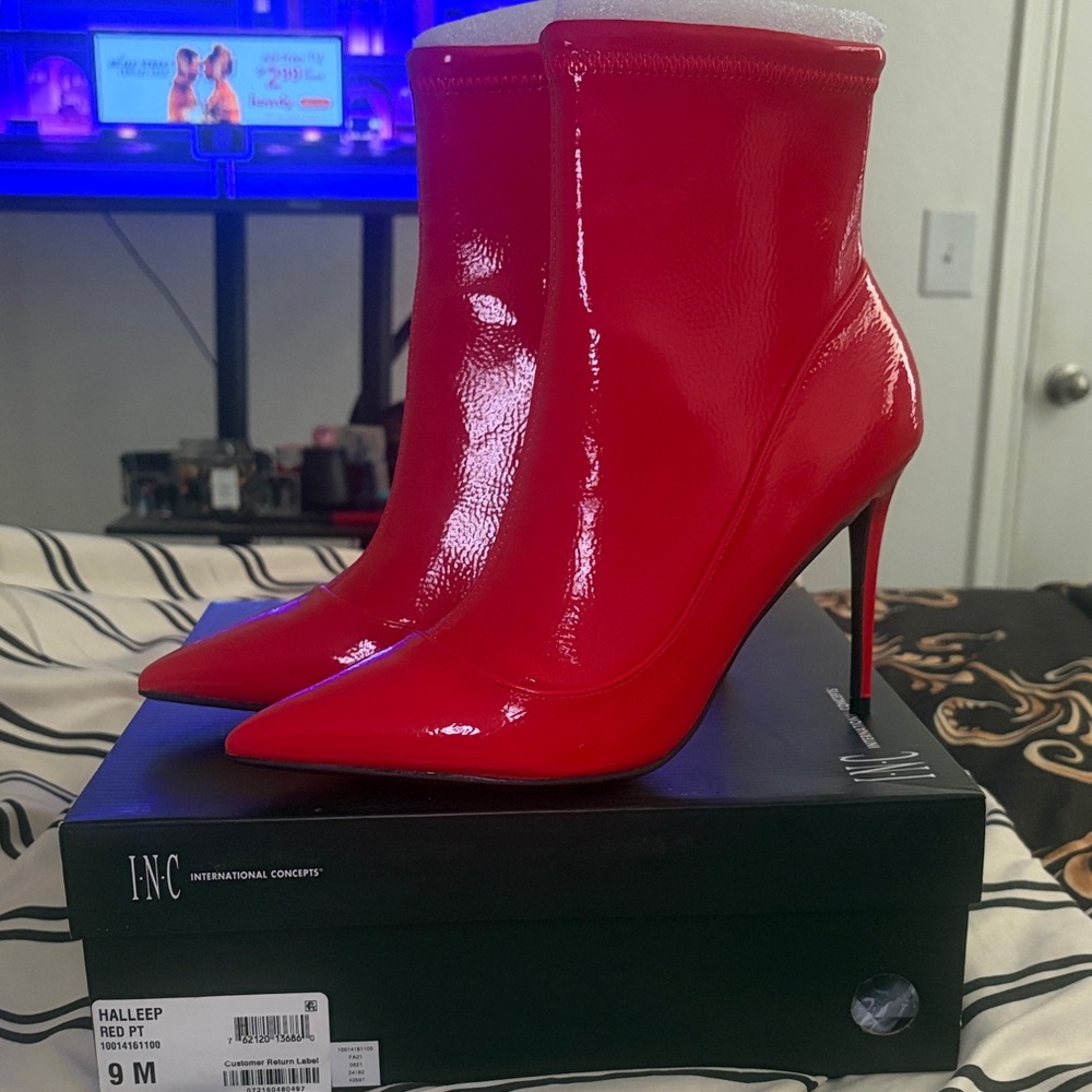 INC International Concepts Women's Vibrant Red Heeled Boots
